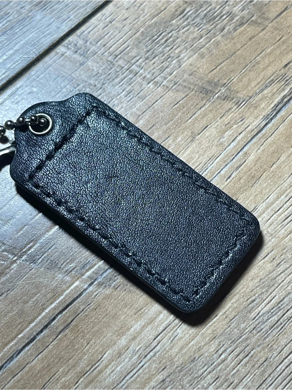 Coach Black Embossed Leather Tag Key Fob